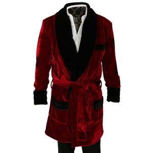  Victorian,Edwardian,Steampunk Mens Coats Red Velvet,Synthetic Solid Smoking Robes |Antique, Vintage, Old Fashioned, Wedding, Theatrical, Reenacting Costume | Vintage Smoking