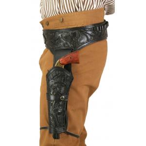  Old West Holsters and Gunbelts Black Leather Tooled Gunbelt Holster Combos |Antique, Vintage, Old Fashioned, Wedding, Theatrical, Reenacting Costume |