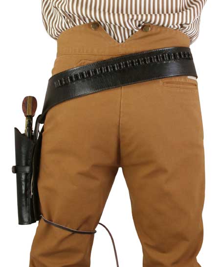 (.38.357 cal) Western Gun Belt and Holster -LH Draw (Long Barrel) - Plain Brown Leather