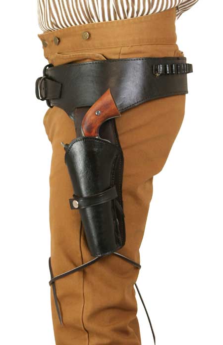 (.44/.45 cal) Western Gun Belt and Holster - Double - Plain Brown Leather