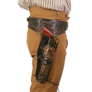  Old West Holsters and Gunbelts Brown,Two-Tone Leather Tooled Gunbelt Holster Combos |Antique, Vintage, Old Fashioned, Wedding, Theatrical, Reenacting Costume |