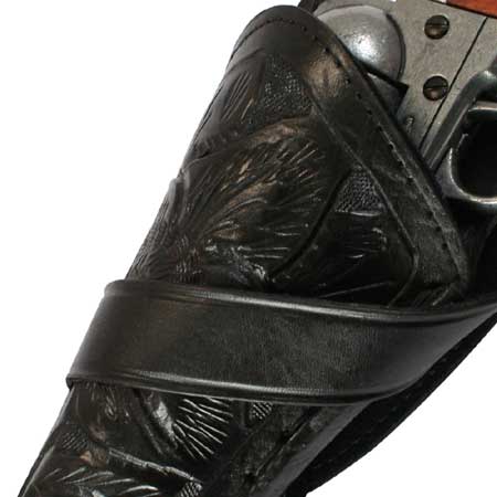 Western Holster - LH Cross-Draw (Long Barrel) - Black Tooled Leather