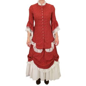  Victorian,Old West Ladies Dresses and Suits Red Cotton Floral,Calico Suits,Dresses |Antique, Vintage, Old Fashioned, Wedding, Theatrical, Reenacting Costume |