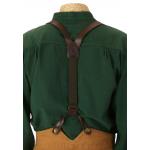 Leather Buckle Suspenders - Brown (Long)