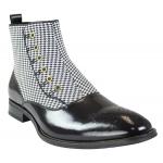 Langdon Houndstooth Boot - Black Leather