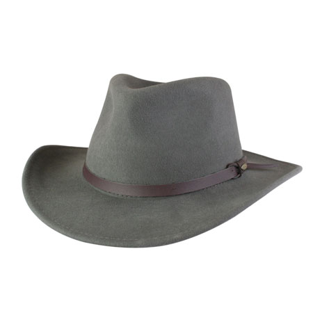 1800s Mens Gray Wool Felt Wide Brim Hat | 19th Century | Historical | Period Clothing | Theatrical || Western Cowboy Hat - Gray