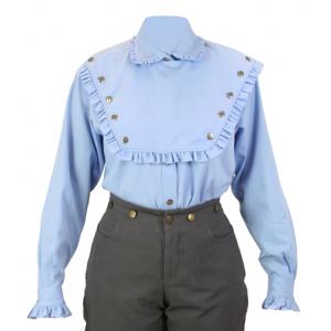  Old West Ladies Blouses Blue Cotton Solid Work Blouses,Colorful Blouses |Antique, Vintage, Old Fashioned, Wedding, Theatrical, Reenacting Costume |