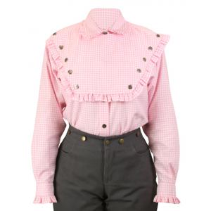  Old West Ladies Blouses Pink,Red Cotton Check Work Blouses,Colorful Blouses |Antique, Vintage, Old Fashioned, Wedding, Theatrical, Reenacting Costume |