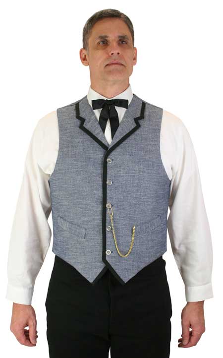 Vintage Mens Blue Cotton Blend Solid Notch Collar Dress Vest | Romantic | Old Fashioned | Traditional | Classic || Larrabee Vest - Navy