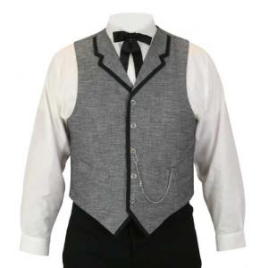  Victorian,Old West,Edwardian Mens Vests Gray Cotton Blend Solid Dress Vests |Antique, Vintage, Old Fashioned, Wedding, Theatrical, Reenacting Costume |