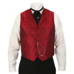  Victorian,Old West, Mens Vests Red Satin,Microfiber,Synthetic Paisley Dress Vests |Antique, Vintage, Old Fashioned, Wedding, Theatrical, Reenacting Costume |