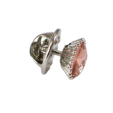 Silver Beaded Tie Tack - Pink Diamond