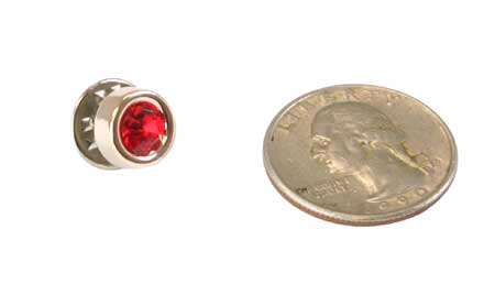 Silver Band Tie Tack - Ruby