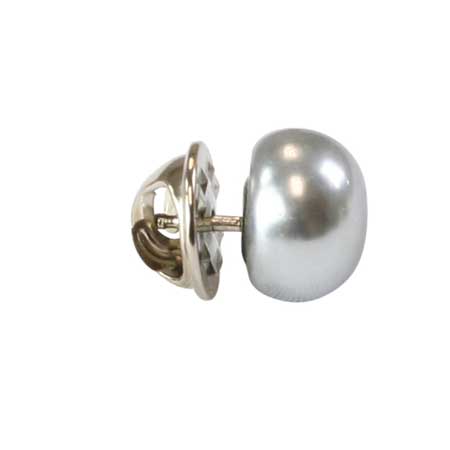 Large Pearl Tie Tack - Silver
