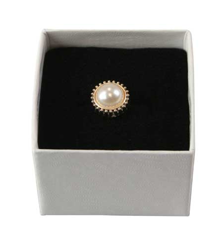 Gold Fluted Tie Tack - Pearl