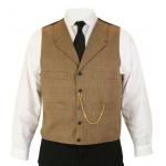  Victorian,Edwardian Mens Vests Tan,Brown Wool Blend Plaid Dress Vests |Antique, Vintage, Old Fashioned, Wedding, Theatrical, Reenacting Costume |