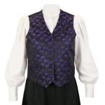  Victorian,Old West, Ladies Vests Purple Satin,Synthetic,Microfiber Floral Dress Vests |Antique, Vintage, Old Fashioned, Wedding, Theatrical, Reenacting Costume |
