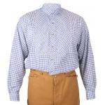  Victorian,Old West Mens Shirts Blue Cotton Check Work Shirts |Antique, Vintage, Old Fashioned, Wedding, Theatrical, Reenacting Costume |