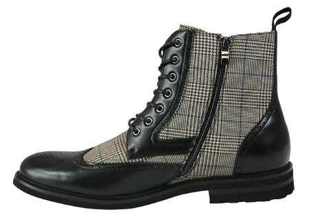 Salisbury Plaid Boot - Black Faux Leather