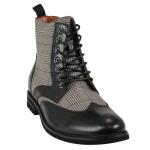 Salisbury Plaid Boot - Black Faux Leather