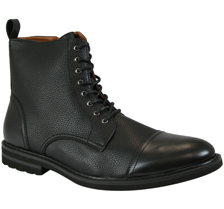 Vintage Mens Black Faux Leather Boots | Romantic | Old Fashioned | Traditional | Classic || Burnett Boot - Black Faux Leather