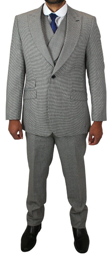 Harrington Suit - Black Wool Houndstooth