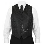 Victorian,Old West, Mens Vests Black Satin,Microfiber,Synthetic Paisley Dress Vests,Tie Included |Antique, Vintage, Old Fashioned, Wedding, Theatrical, Reenacting Costume |