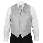  Victorian,Old West, Mens Vests Silver,Gray Satin,Synthetic,Microfiber Paisley Dress Vests,Tie Included |Antique, Vintage, Old Fashioned, Wedding, Theatrical, Reenacting Costume |