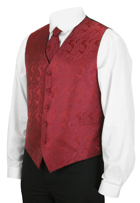 Fontaine Vest and Tie Set - Burgundy