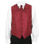  Victorian,Old West Mens Vests Burgundy,Red Satin,Microfiber,Synthetic Paisley Dress Vests,Tie Included |Antique, Vintage, Old Fashioned, Wedding, Theatrical, Reenacting Costume |