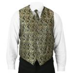  Victorian,Old West, Mens Vests Gold,Yellow Satin,Synthetic,Microfiber Paisley Dress Vests,Tie Included |Antique, Vintage, Old Fashioned, Wedding, Theatrical, Reenacting Costume |