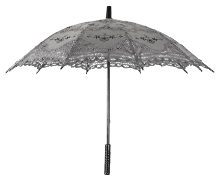 Embroidered Battenberg Lace Parasol - Gray