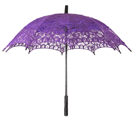 Victorian Ladies Purple Cotton,Lace Lacy Parasol | Dickens | Downton Abbey | Edwardian || Battenberg Lace Parasol - Purple