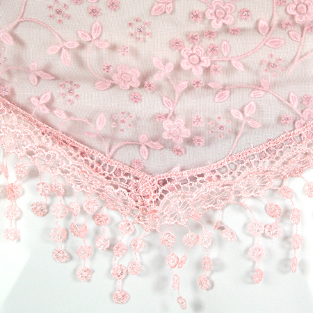 Delicate Floral Lace Shawl - Pink