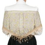  Victorian,Old West, Ladies Shawls Ivory Lace,Synthetic Floral Shawls |Antique, Vintage, Old Fashioned, Wedding, Theatrical, Reenacting Costume |