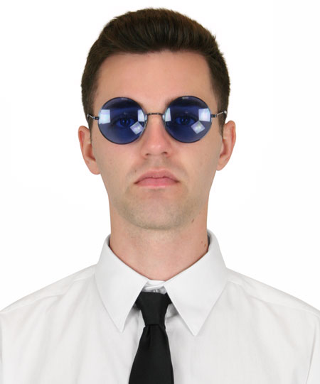 Circular Sunglasses - Black Frame / Blue Lens