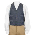  Victorian,Old West,Edwardian Mens Vests Blue Cotton Stripe Work Vests |Antique, Vintage, Old Fashioned, Wedding, Theatrical, Reenacting Costume |