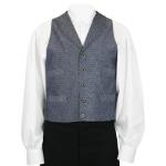  Victorian,Old West,Edwardian Mens Vests Blue Cotton Geometric Work Vests |Antique, Vintage, Old Fashioned, Wedding, Theatrical, Reenacting Costume |