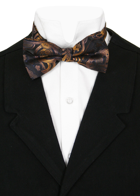 Victorian Mens Gold Paisely Bow Tie | Dickens | Downton Abbey | Edwardian || Relic Bow Tie - Gold Paisley