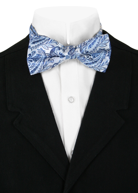 1800s Mens Blue Paisely Bow Tie | 19th Century | Historical | Period Clothing | Theatrical || Shoal Bow Tie - Light Blue Paisley