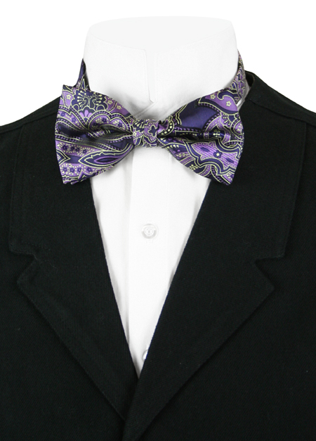 Vintage Mens Purple Print Bow Tie | Romantic | Old Fashioned | Traditional | Classic || Pivotal Bow Tie - Purple Print
