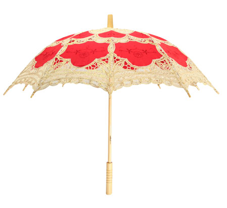 Lace Parasol - Golden Red