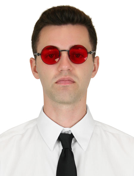 Round red tinted store glasses