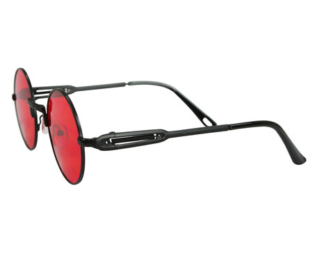 Round Sunglasses - Black Frame / Red Lens