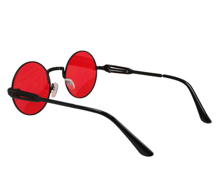 Round Sunglasses - Black Frame / Red Lens