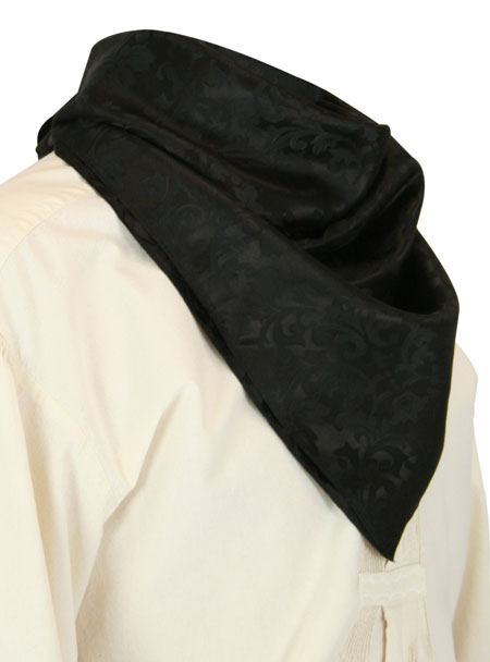 Premium Silk Blend Neckerchief - Black Jacquard