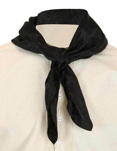 Premium Silk Blend Neckerchief - Black Jacquard