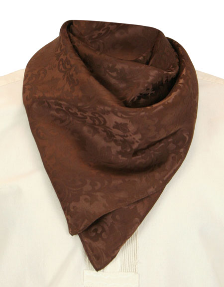 Premium Silk Blend Neckerchief - Brown Jacquard