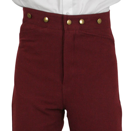 Victorian Mens Burgundy,Red Solid Work Pants | Dickens | Downton Abbey | Edwardian || Tyndall Trousers - Burgundy