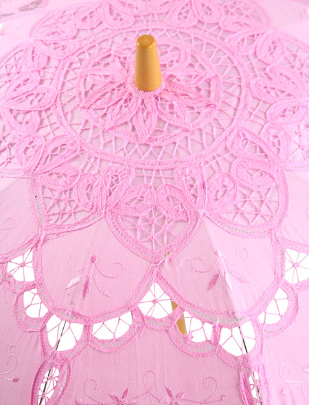 Embroidered Lace Parasol - Blush